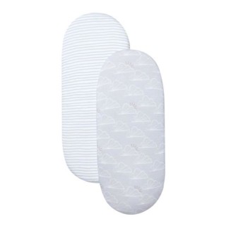 SHNUGGLE DRAP HOUSSE - RAYURES / NUAGE (pack de 2)