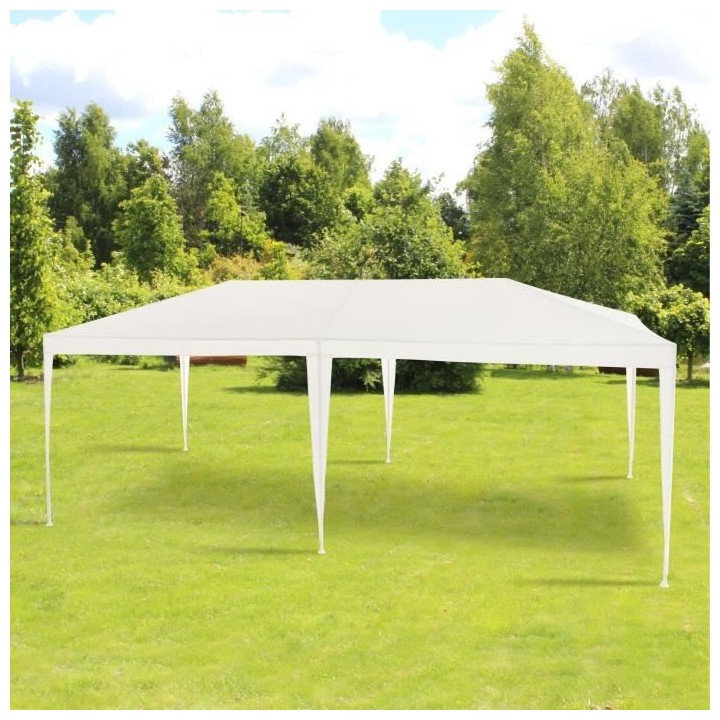 Tonnelle de jardin - 3x6 m - Acier et 140 g polyester - Couleur blanc