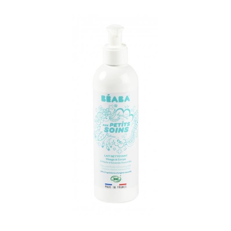 BEABA, Lait Nettoyant Visage et Corps a l'Huile d'Amande Douce Bio 250ml