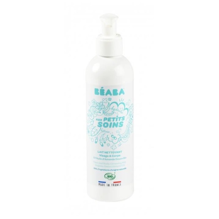 BEABA, Lait Nettoyant Visage et Corps a l'Huile d'Amande Douce Bio 250