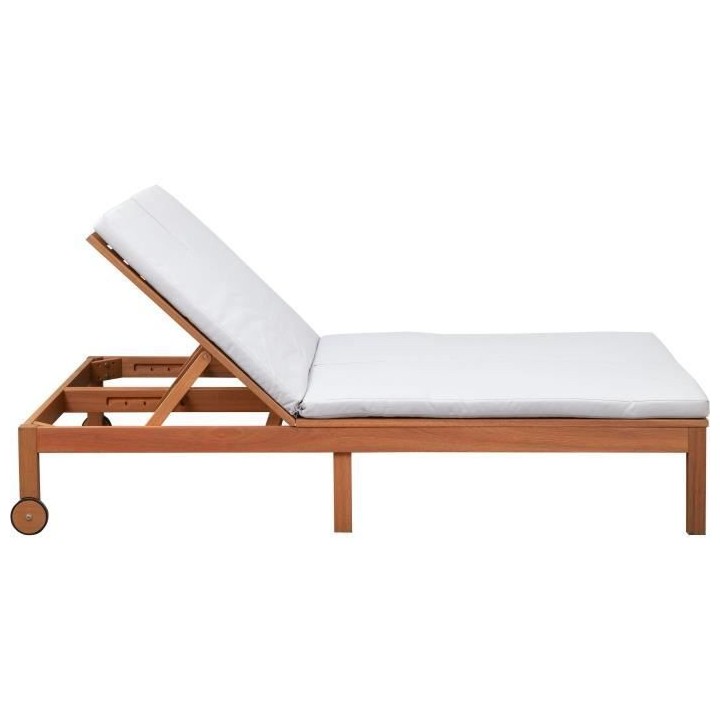 Bain de soleil en bois d'eucalyptus FSC avec coussins - 2 personnes -