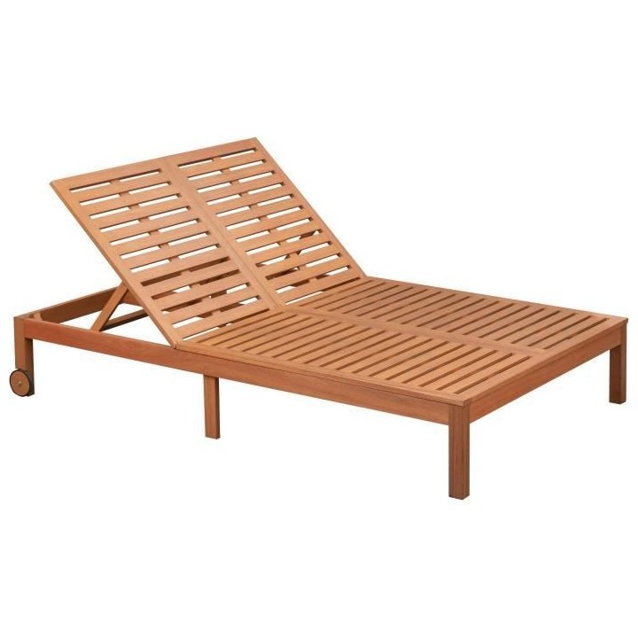 Bain de soleil en bois d'eucalyptus FSC avec coussins - 2 personnes -