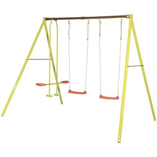 Portique métal - 2,20m - 2 balançoires et 1 face a face - ELIROU TRI