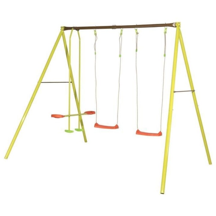 Portique métal - 2,20m - 2 balançoires et 1 face a face - ELIROU TRI