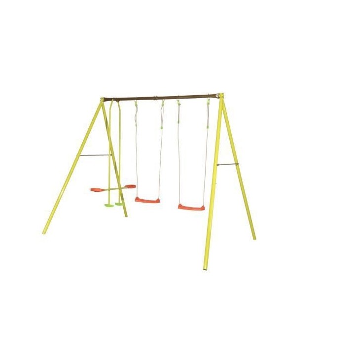 Portique métal - 2,20m - 2 balançoires et 1 face a face - ELIROU TRI