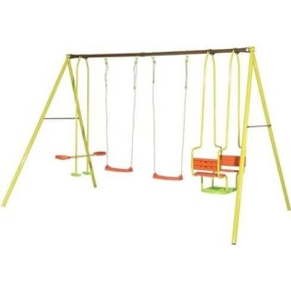 Portique métal - 2,20m - 2 balançoires, 1 face a face et 1 nacelle -