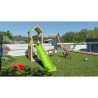 Aire de jeux SMART XPERIENCE, PF 1,20m, bac a sable, mur de grimpe, toboggan 2,63m + extension portique 2,20m, 2 balançoires