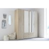 Armoire VARIA - Décor chene - 4 portes battantes + 2 miroirs + 2 tiroirs - L 160 x H 185 x P 51 cm - PARISOT