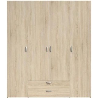 Armoire VARIA - Décor chene - 4 portes battantes + 2 tiroirs - L 160