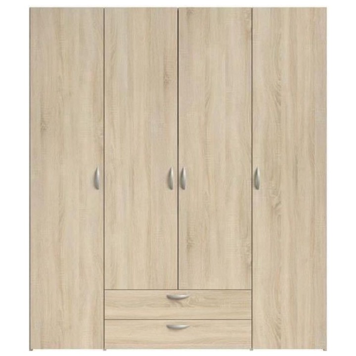 Armoire VARIA - Décor chene - 4 portes battantes + 2 tiroirs - L 160