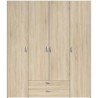 Armoire VARIA - Décor chene - 4 portes battantes + 2 tiroirs - L 160 x H 185 x P 51 cm - PARISOT