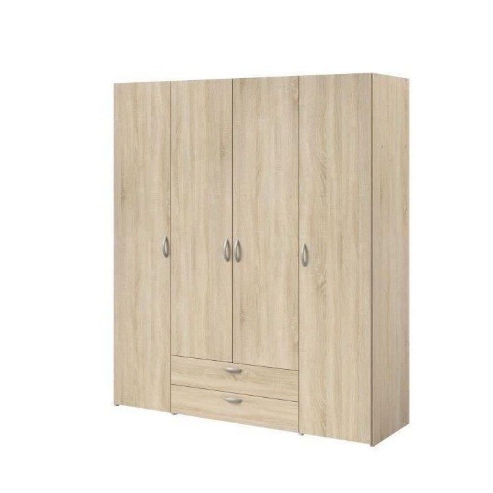 Armoire VARIA - Décor chene - 4 portes battantes + 2 tiroirs - L 160