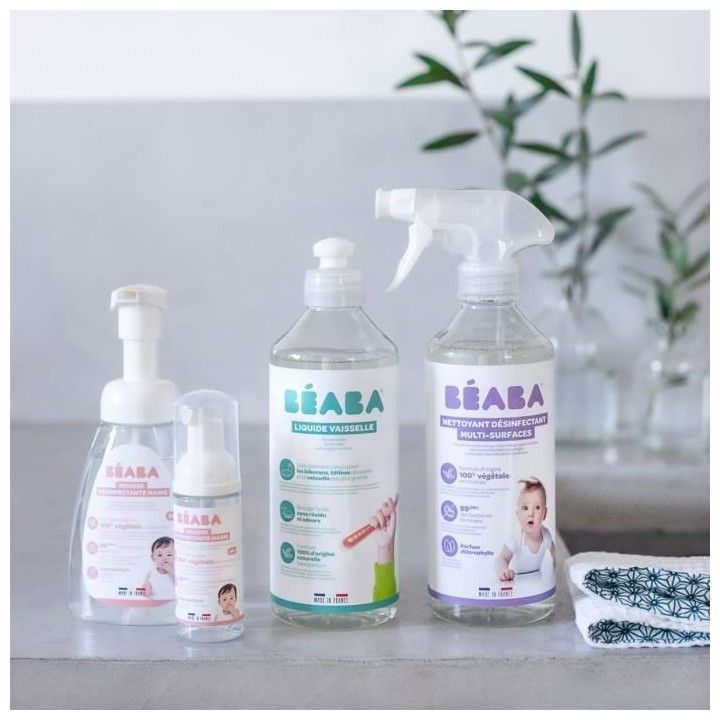 BÉABA Lot de 2 liquides vaisselle, Sans parfum, Origine naturelle et