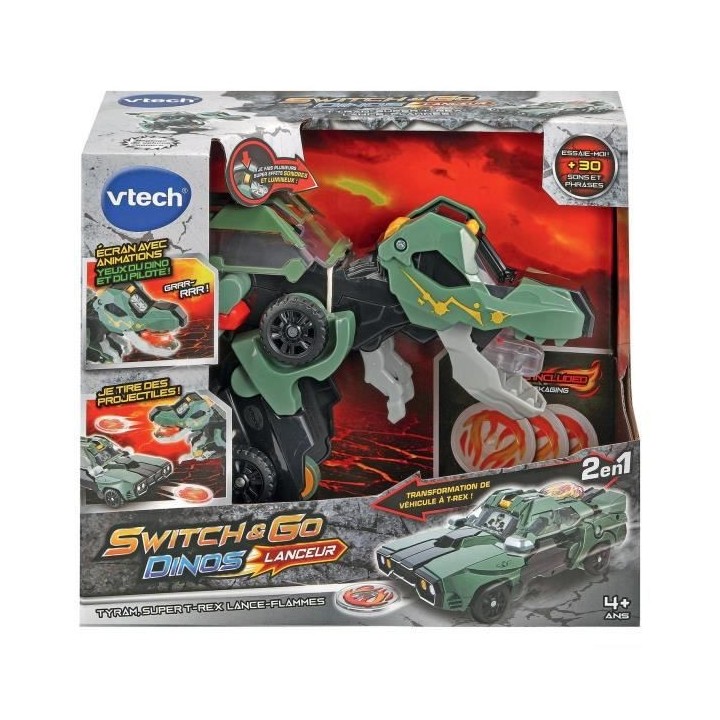 VTECH - Switch & Go Dinos Lanceur - Tyram, Super T-Rex Lance Flammes
