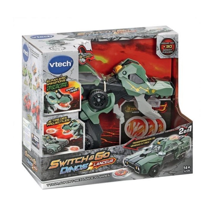 VTECH - Switch & Go Dinos Lanceur - Tyram, Super T-Rex Lance Flammes
