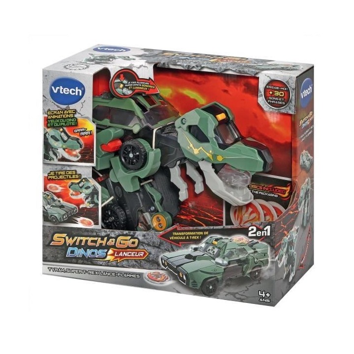 VTECH - Switch & Go Dinos Lanceur - Tyram, Super T-Rex Lance Flammes