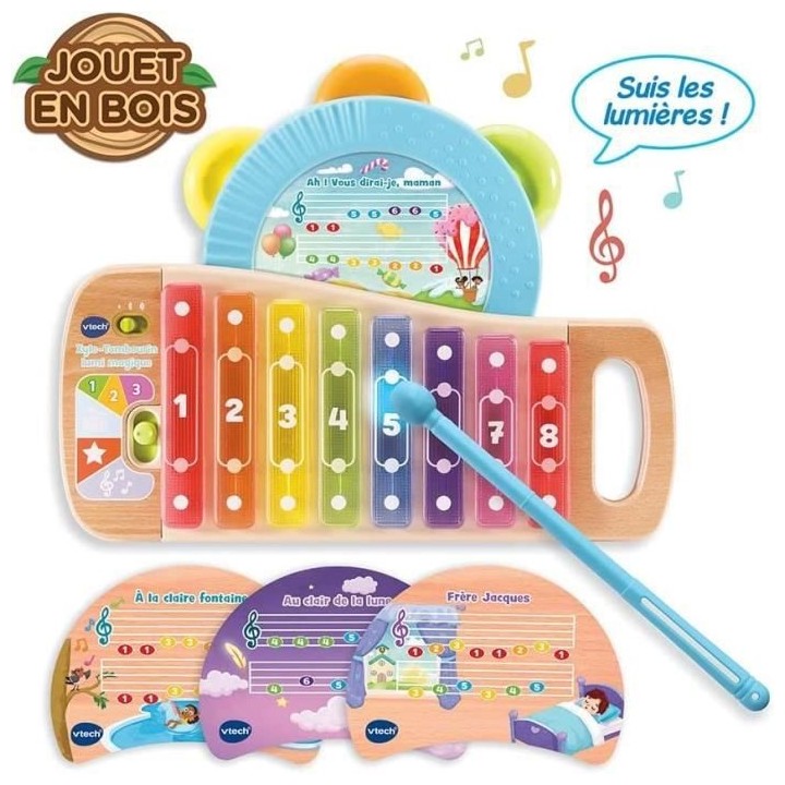 VTECH BABY - Play Green - Xylo-Tambourin Lumi Magique (Jouet Bois FSC)