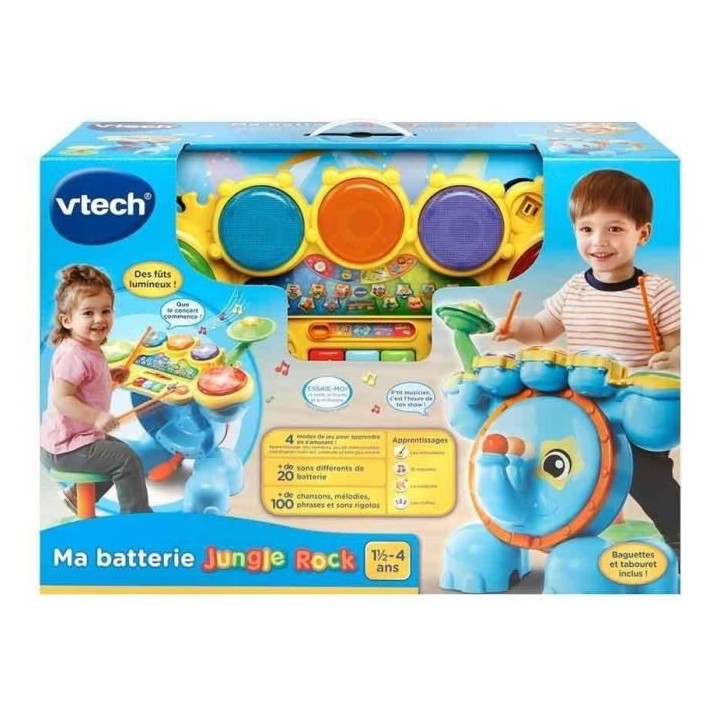 VTECH BABY - Jungle Rock - Batterie Eléphant - Jouet Musical Enfant