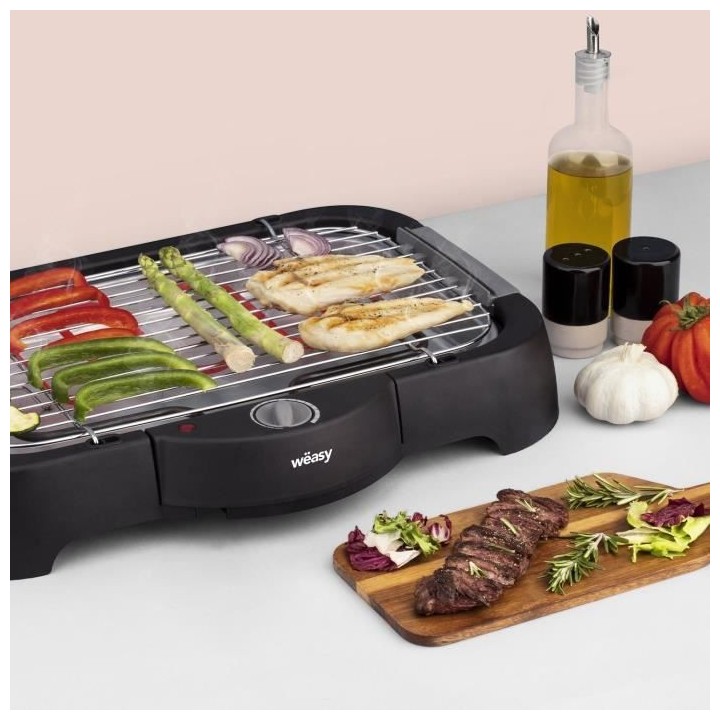 WEASY GBE42 Grill BBQ électrique a poser ou sur pieds-41,5x24cm-Temp