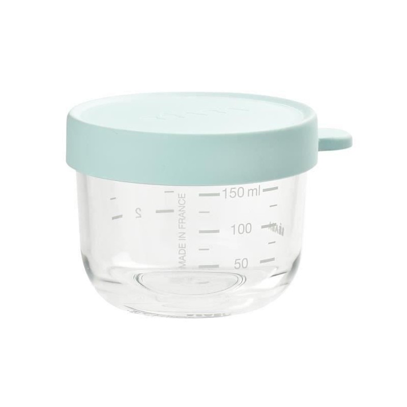 BEABA Portion Conservation Repas Bébé/Verre Extra Résistant, Made in France, 150 ml light blue