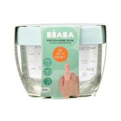 BEABA Portion Conservation Repas Bébé/Verre Extra Résistant, Made in France, 150 ml light blue