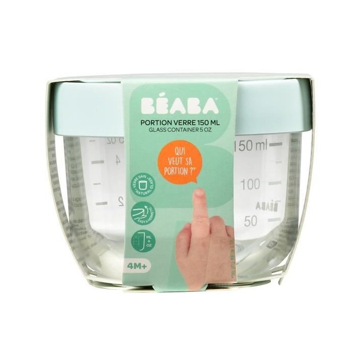 BEABA Portion Conservation Repas Bébé/Verre Extra Résistant, Made i