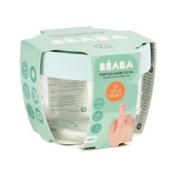 BEABA Portion Conservation Repas Bébé/Verre Extra Résistant, Made in France, 150 ml light blue