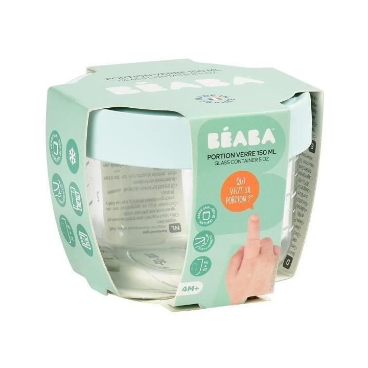 BEABA Portion Conservation Repas Bébé/Verre Extra Résistant, Made i