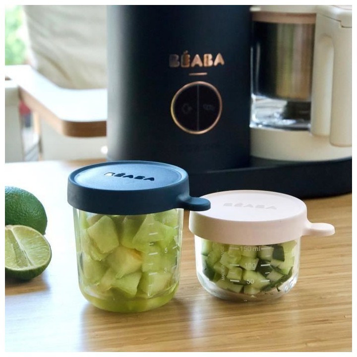 BEABA Coffret 2 portions verre 150ml pink, 250ml dark blue