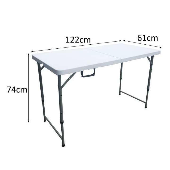 Table de réception pliante - 4 personnes - 122 cm - Structure en acie