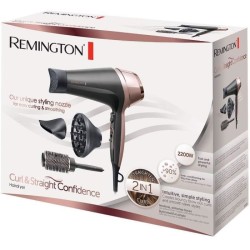 Remington D5706 Coffret Coiffure, Seche-Cheveux Ionique Curl Confidence 2200W, Brosse 45mm, Grille Céramique, Léger, Silencieu