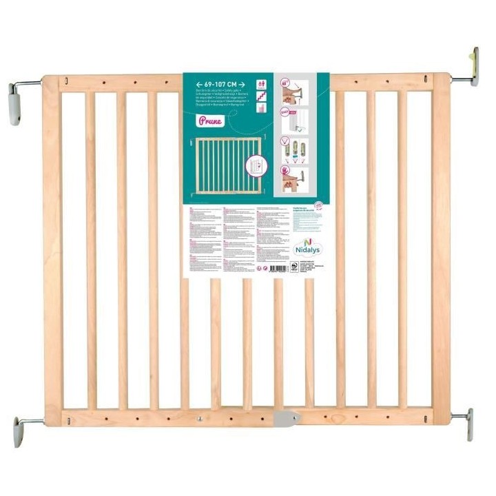 NORDLINGER PRO Barriere de sécurité Enfant PRUNE- 69 a 107 cm - Bois