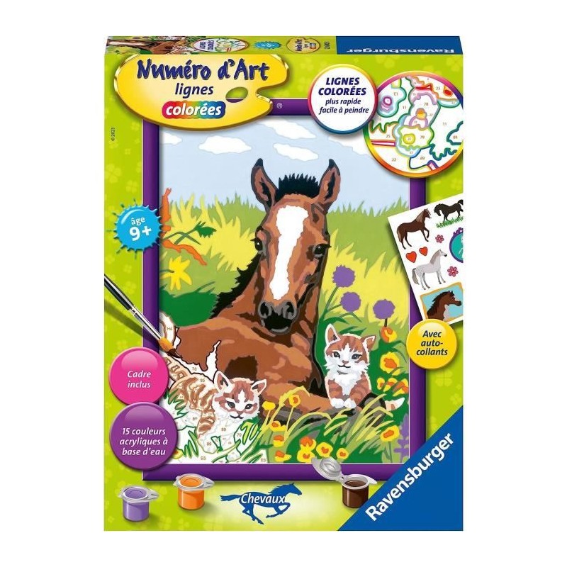 Numéro d'Art moyen Cheval et chatons - 00023600