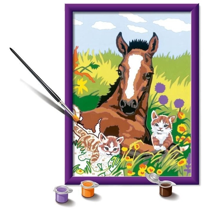 Numéro d'Art moyen Cheval et chatons - 00023600