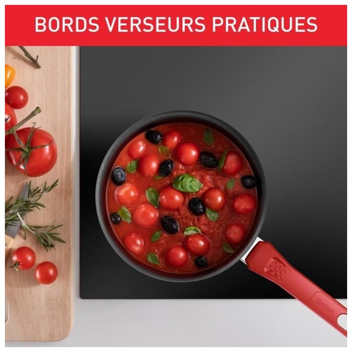 TEFAL Faitout 24 cm, Induction, Revetement antiadhésif, Couvercle ver