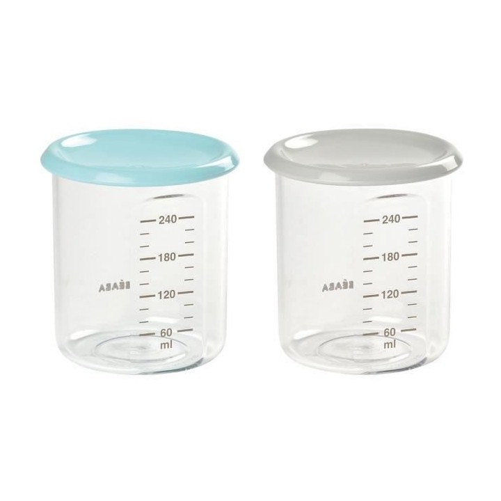 BEABA Lot de 2 Maxi Portions Tritan, Pot de conservation bébé, plast