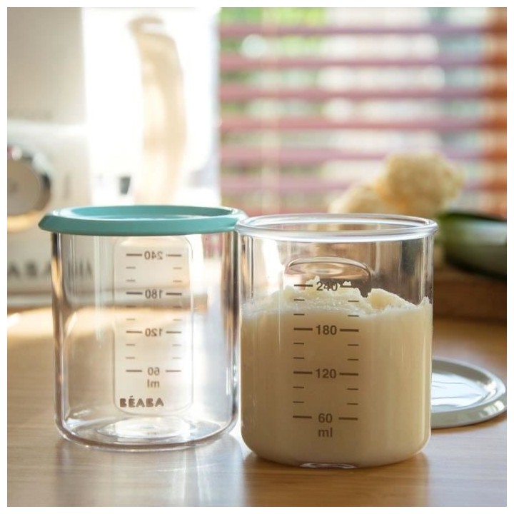 BEABA Lot de 2 Maxi Portions Tritan, Pot de conservation bébé, plast