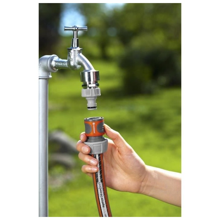 Raccord d'arrosage rapide GARDENA - Adapté tuyau Ø19 mm - Fixation 1