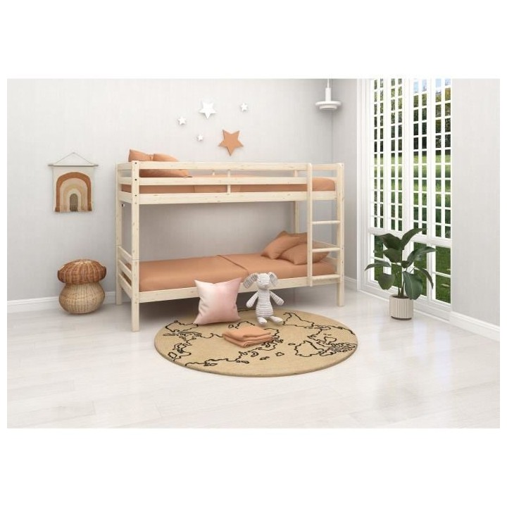 Lits superposés séparables enfant - 2x90x190 cm - Pin massif naturel