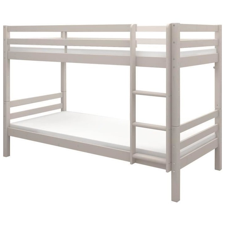 Lits superposés séparables enfant - 2x90x190 cm - Pin massif gris cl