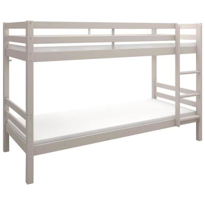Lits superposés séparables enfant - 2x90x190 cm - Pin massif gris cl