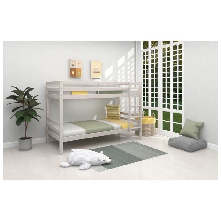 Lits superposés séparables enfant - 2x90x190 cm - Pin massif gris cl