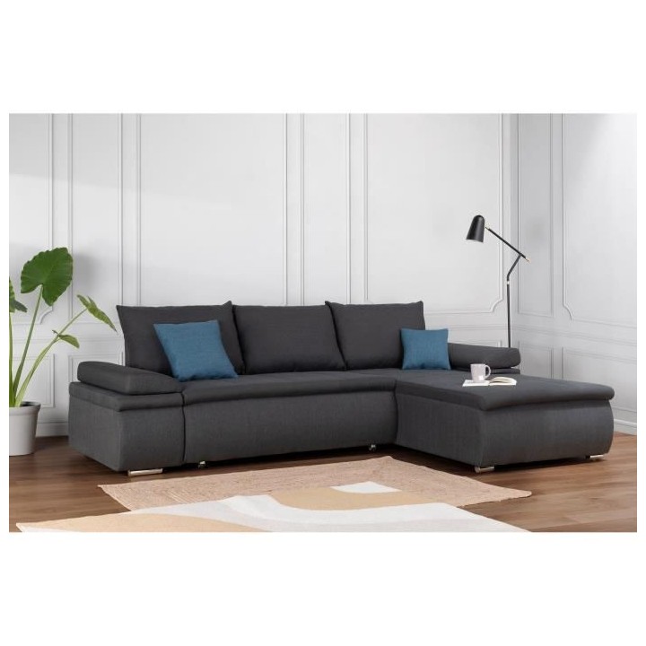CELINA Canapé d'angle réversible convertible 3 places + Coffre de ra