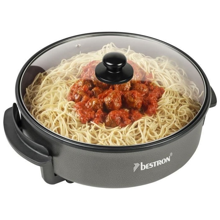 Bestron Poele électrique multifonctions antiadhésive, 1500 W, Noir