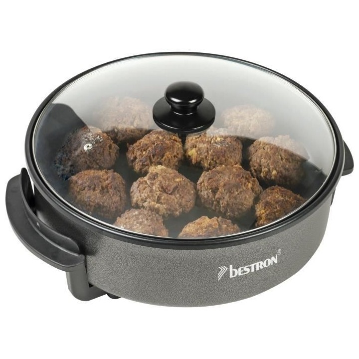 Bestron Poele électrique multifonctions antiadhésive, 1500 W, Noir