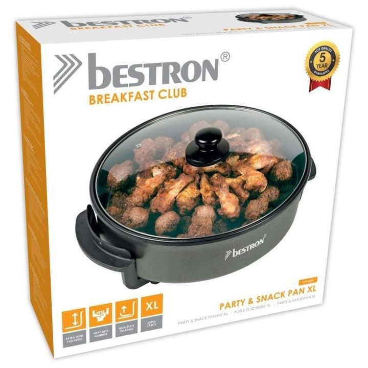 Bestron Poele électrique multifonctions antiadhésive, 1500 W, Noir