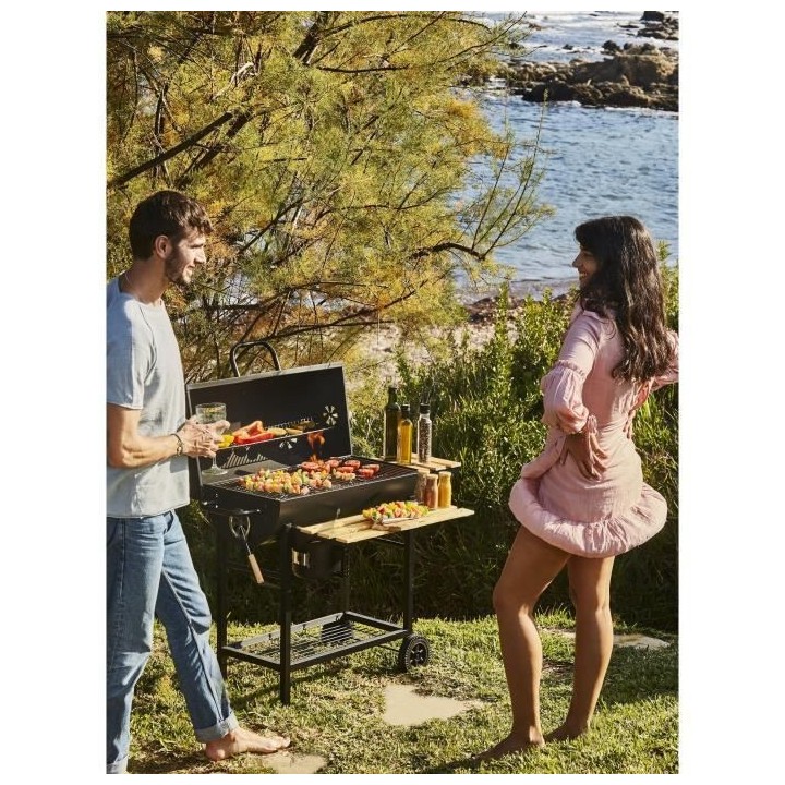 Barbecue a charbon MIKE - 2 grilles acier chromé - Surface de cuisson
