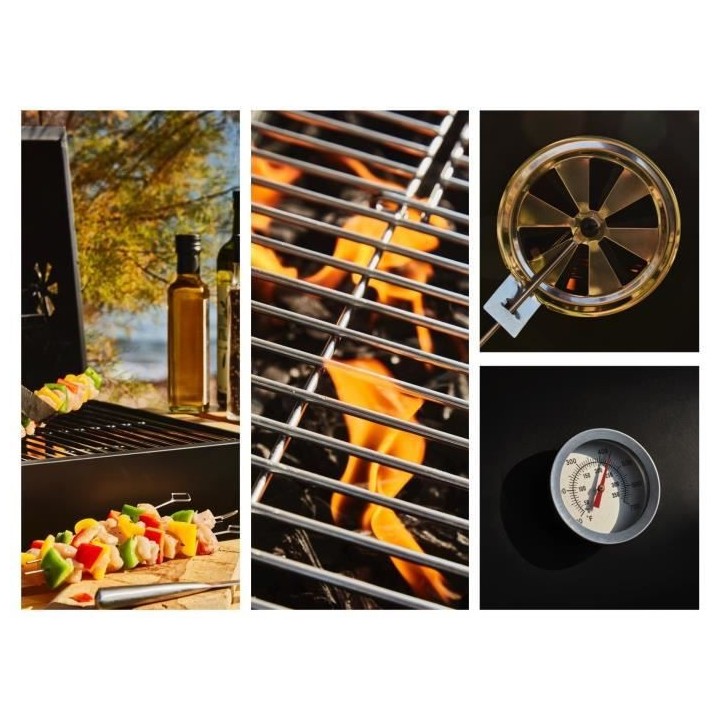 Barbecue a charbon MIKE - 2 grilles acier chromé - Surface de cuisson