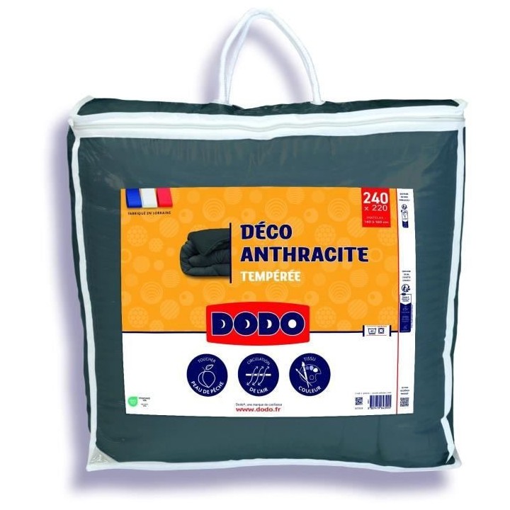 COUETTE 220X240 DODO - tempérée - 2 personnes - gris