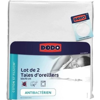 Lot de 2 taies d'oreiller rectangulaires DODO - 50x70 cm - Blanc - Fab